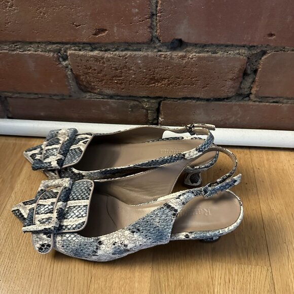 Ramona Snakeskin Slingback Shoes (Size 38, Made in Italy)  Blue/Grey/White - Picture 3 of 5
